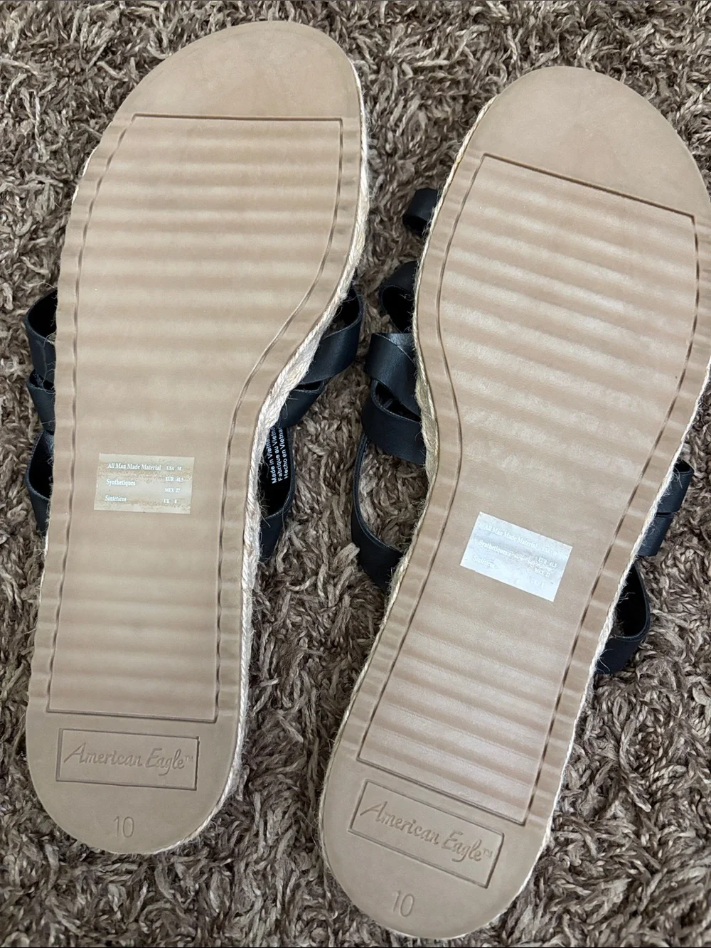 American Eagle Outfitters Black Strappy Espadrille Sandals size 10